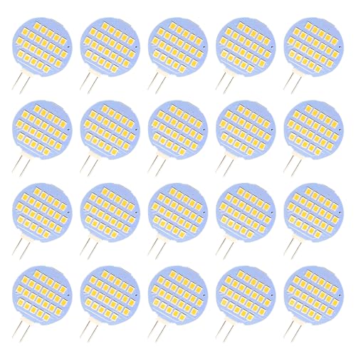 GLMING G4 Bi-Pin 2W LED-Lampe 24-2835SMD Superhelle Domlicht Warmweiß AC/DC12-24V Packung mit 20 von GLMING