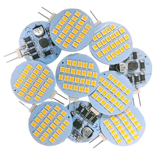 GLMING G4 Bi-Pin 2W LED-Lampe 24-2835SMD Superhelle Domlicht Warmweiß AC/DC12-24V Packung mit 10 von GLMING