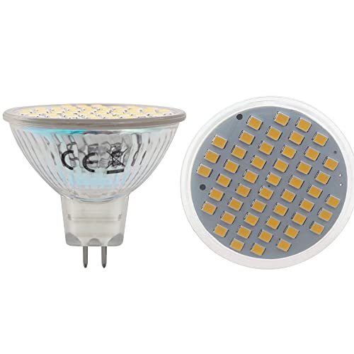 GLMING MR16 G5.3 48-2835 SMD-LED-Leuchtmittel, 3 W, G5.3, Bi-Pin-Sockel, Lampe Spot, AC 12 V/DC 12-24 V, warmweiß, 2er-Packung, GU5.3 von GLMING