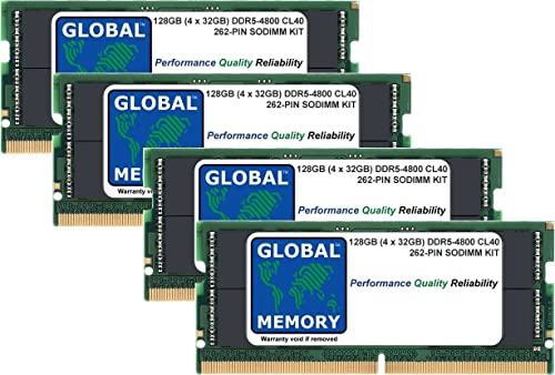 128 GB (4 x 32 GB) DDR5 4800 MHz PC5-38400 262-PIN SODIMM RAM-Kit, kompatibel mit Laptops/Notebooks von GLOBAL MEMORY