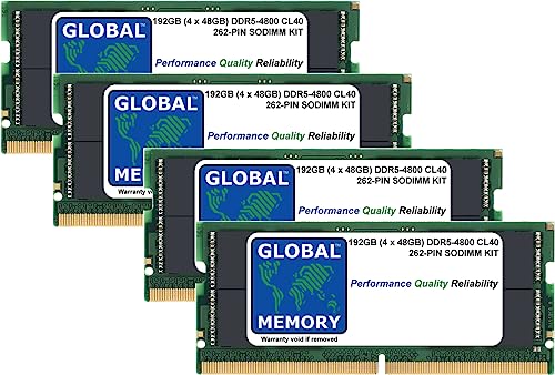 192 GB (4 x 48 GB) DDR5 4800 MHz PC5-38400 262-PIN SODIMM RAM-Kit, kompatibel mit Laptops / Notebooks von GLOBAL MEMORY