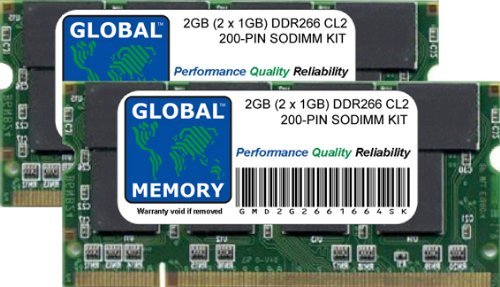 2 GB (2 x 1 GB) DDR 266 MHz PC2100 200-PIN SODIMM Memory RAM Kit für Aluminium PowerBook G4 von GLOBAL MEMORY