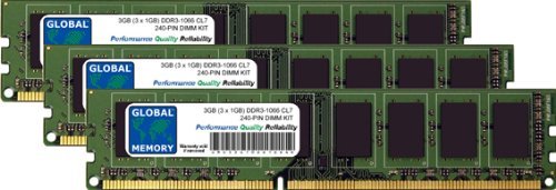 3 GB (3 x 1 GB) DDR3 1066 MHz PC3–8500 240-PIN DIMM Memory RAM KIT für PC Desktops/MAINBOARDS von GLOBAL MEMORY