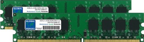 4 GB (2 x 2 GB) DDR2 800 MHz PC2–6400 240-PIN DIMM Memory RAM KIT für PC Desktops/MAINBOARDS von GLOBAL MEMORY