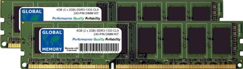 4 GB (2 x 2 GB) DDR3 1333 MHz PC3–10600 240-PIN DIMM Memory RAM KIT für PC Desktops/MAINBOARDS von GLOBAL MEMORY