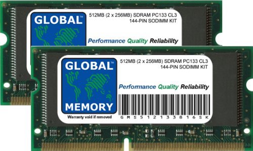 512 MB (2 x 256 MB) PC133 133 MHz 144 SDRAM SODIMM Memory RAM Kit für Titanium PowerBook G4 von GLOBAL MEMORY