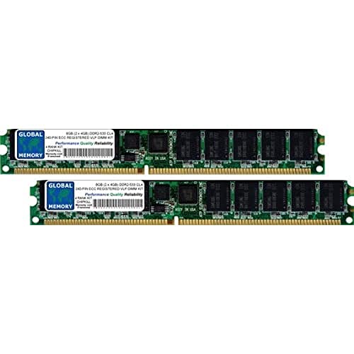 GLOBAL MEMORY 8 GB (2 x 4 GB) DDR2 533 MHz PC2-4200 240-PIN ECC registriertes VLP-DIMM-RAM-Kit, kompatibel mit Servern, Workstations, Motherboards (Nicht für PCs) (4-Rank-Kit) von GLOBAL MEMORY