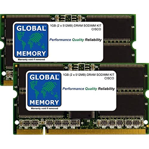 GLOBAL MEMORY 1 GB (2 x 512 MB) DRAM SODIMM ARBEITSSPEICHER KIT FÜR Cisco 7304 Router npe-g100 (7304-mem-g100–1 GB) von GLOBAL MEMORY