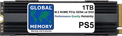 GLOBAL MEMORY 1TB M.2 2280 PCIe Gen4 x4 NVMe Solid-State-Laufwerk (SSD) mit DRAM + Kühlkörper für Playstation 5 (PS5) von GLOBAL MEMORY