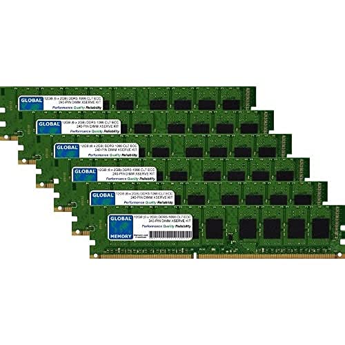 GLOBAL MEMORY 12 GB (6 x 2 GB) DDR3 1066 MHz PC3–8500 240-PIN ECC DIMM (UDIMM) Arbeitsspeicher Kit für Apple Xserve (2009) von GLOBAL MEMORY