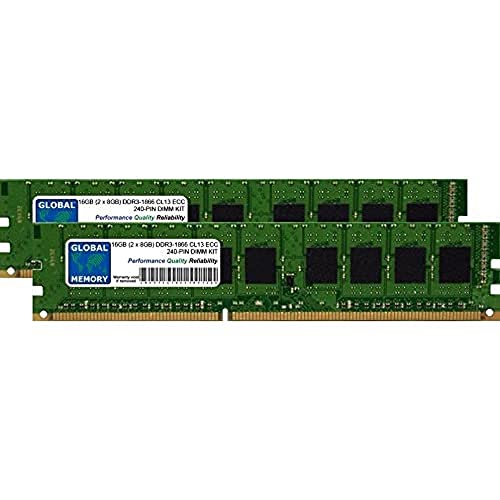 GLOBAL MEMORY 16 GB (2 x 8 GB) DDR3 1866 MHz PC3–14900 240-PIN ECC DIMM (UDIMM) Arbeitsspeicher Kit für Servers/WORKSTATIONS/MAINBOARDS von GLOBAL MEMORY