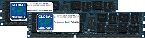 GLOBAL MEMORY 16 GB (2 x 8 GB) DDR3 1866 MHz PC3–14900 240-PIN ECC Registered DIMM (RDIMM) Arbeitsspeicher Kit für Apple Mac Pro (Ende 2013) von GLOBAL MEMORY