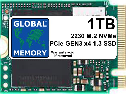 GLOBAL MEMORY 1TB M.2 2230 PCIe Gen3 x4 NVMe Solid State Drive (SSD) für Microsoft Surface 3/4 / Pro (X, 7+, 8, 9) / GO/STEAM DECK von GLOBAL MEMORY