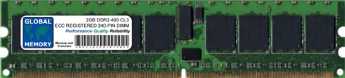 GLOBAL MEMORY 2 GB DDR2 400 MHz PC2–3200 240-PIN ECC Registered DIMM (RDIMM) Arbeitsspeicher für Servers/WORKSTATIONS/MAINBOARDS (2 Rank Non-chipkill) von GLOBAL MEMORY