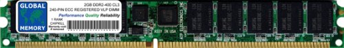 GLOBAL MEMORY 2 GB DDR2 400 MHz PC2–3200 240-PIN ECC Registered VLP DIMM RAM, für Servers/WORKSTATIONS/MAINBOARDS (1 Rank Chipkill,) von GLOBAL MEMORY