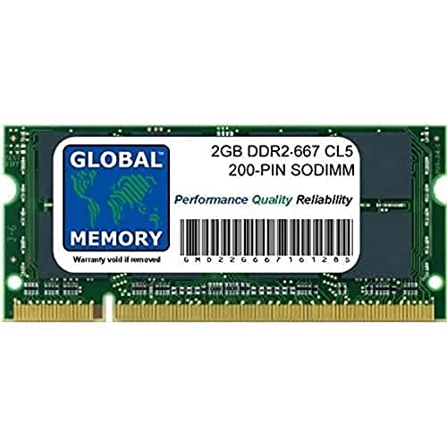 GLOBAL MEMORY 2 GB DDR2 667 MHz PC2-5300 200-PIN SODIMM RAM für MacBook (Ende 2006 - Mitte/Ende 2007 - Anfang 2008 - Anfang 2009) & MacBook Pro (Ende 2006 - Mitte/Ende 2007 - Anfang 207) 2008 von GLOBAL MEMORY