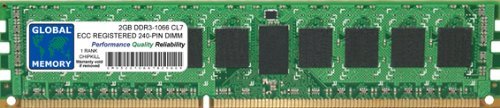 GLOBAL MEMORY 2 GB DDR3 1066 MHz PC3–8500 240-PIN ECC Registered DIMM (RDIMM) Arbeitsspeicher für Servers/WORKSTATIONS/MAINBOARDS (1, Rank Chipkill,) von GLOBAL MEMORY