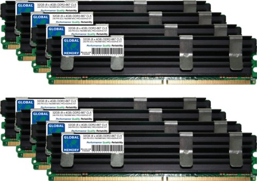 GLOBAL MEMORY 32 GB (8 x 4 GB) DDR2 667 MHz PC2-5300 240-PIN ECC Fully Buffered (FBDIMM) Memory Ram Kit für Mac Pro (Original/2006) von GLOBAL MEMORY