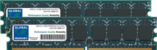 GLOBAL MEMORY 4 GB (2 x 2 GB) DDR2 533 MHz PC2–4200 240-PIN ECC DIMM (UDIMM) Arbeitsspeicher Kit für Servers/WORKSTATIONS/MAINBOARDS von GLOBAL MEMORY
