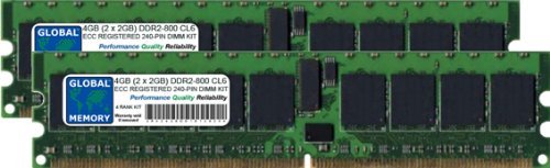 GLOBAL MEMORY 4 GB (2 x 2 GB) DDR2 800 MHz PC2–6400 240-PIN ECC Registered DIMM (RDIMM) Arbeitsspeicher Kit für Servers/WORKSTATIONS/MAINBOARDS (4 RANK KIT Non-chipkill) von GLOBAL MEMORY