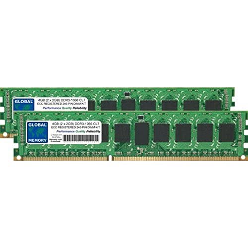 GLOBAL MEMORY 4 GB (2 x 2 GB) DDR3 1066 MHz PC3–8500 240-PIN ECC Registered DIMM (RDIMM) Arbeitsspeicher Kit für Servers/WORKSTATIONS/MAINBOARDS (2 Rank, Kit Chipkill,) von GLOBAL MEMORY
