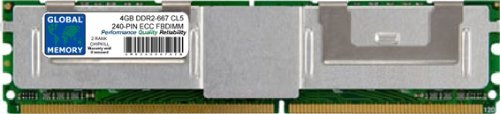 GLOBAL MEMORY 4 GB DDR2 667 MHz PC2–5300 240-PIN ECC Fully BUFFERED DIMM (FBDIMM) Arbeitsspeicher für Servers/WORKSTATIONS/MAINBOARDS (2, Rank Chipkill,) von GLOBAL MEMORY