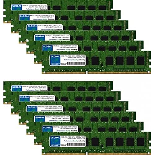GLOBAL MEMORY 48 GB (12 x 4 GB) DDR3 1066 MHz PC3–8500 240-PIN ECC DIMM (UDIMM) Arbeitsspeicher Kit für Apple Xserve (2009) von GLOBAL MEMORY