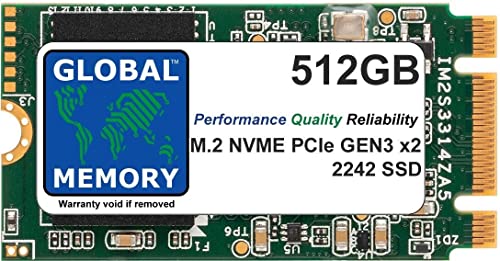 GLOBAL MEMORY 512 GB M.2 2242 PCIe Gen3 x2 NVMe B+M Key WWAN Solid State Drive (SSD) für Lenovo Ideapad 3 530S / Thinkpad V15 P52S X280 T470P T480S T480 T495 LL 490 Tonnen. 580 von GLOBAL MEMORY