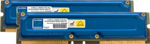 GLOBAL MEMORY 512 MB (2 x 256 MB) Rambus PC700 184-PIN ECC RDRAM RIMM ARBEITSSPEICHER KIT FÜR WORKSTATIONS/MAINBOARDS von GLOBAL MEMORY