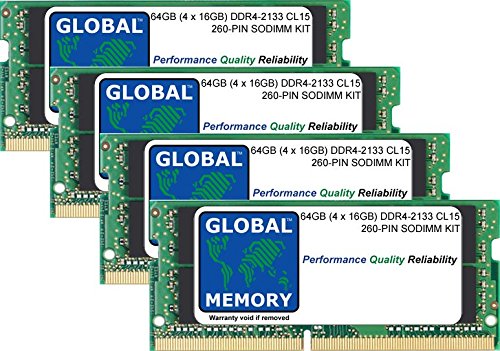 GLOBAL MEMORY 64 GB (4 x 16 GB) DDR4 2133 MHz PC4-17000 260-PIN SODIMM RAM KIT für Laptops/Notebooks von GLOBAL MEMORY