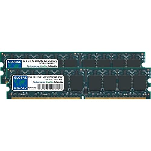 GLOBAL MEMORY 8 GB (2 x 4 GB) DDR2 800 MHz PC2–6400 240-PIN ECC DIMM (UDIMM) Arbeitsspeicher Kit für Servers/WORKSTATIONS/MAINBOARDS von GLOBAL MEMORY