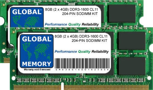 GLOBAL MEMORY 8 GB (2 x 4 GB) DDR3 1600 MHz PC3–12800 204-PIN SODIMM ARBEITSSPEICHER KIT FÜR Intel MAC Mini (Ende 2012) & Mac Mini Server (Ende 2012) von GLOBAL MEMORY