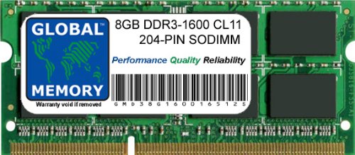 GLOBAL MEMORY Arbeitsspeicher (8 GB, DDR3, 1600 MHz, PC3-12800, 204-polig, SODIMM, kompatibel mit Laptops/Notebooks) von GLOBAL MEMORY