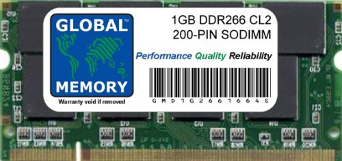 GLOBAL MEMORY DDR-Arbeitsspeicher (266 MHz, PC2100, 200-polig, SODIMM, für iBook G4 und Aluminium-Powerbook G4) von GLOBAL MEMORY