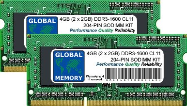 GLOBAL MEMORY RAM-Kit (4 GB (2 x 2 GB) DDR3 1600 MHz PC3-12800 204-PIN SODIMM RAM KIT für Intel IMAC (Ende 2012 - Ende 2013) von GLOBAL MEMORY