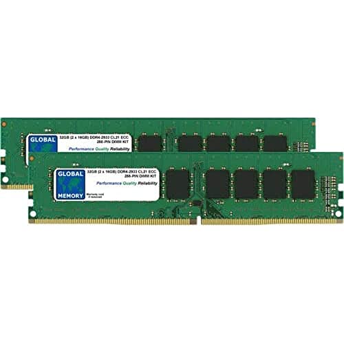 Global Memory 32GB (2X 16GB) DDR4 2933MHz PC4-23400 288pin ECC DIMM (UDIMM) Arbeitsspeicher RAM Kit für Server/Workstations/Motherboards von GLOBAL MEMORY
