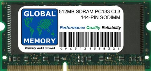 512 MB PC133 133 MHz 144-PIN SDRAM SODIMM RAM, kompatibel mit Laptops/Notebooks 512 MB PC133 133 MHz 144-PIN SDRAM SODIMM RAM, kompatibel mit Laptops/Notebooks von GLOBAL MEMORY