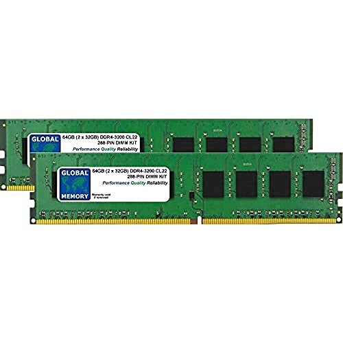 64 GB (2 x 32 GB) DDR4 3200 MHz PC4-25600 288-PIN DIMM RAM-Kit, kompatibel mit PC-Desktops/Motherboards von GLOBAL MEMORY