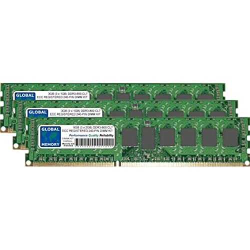 Global Memory 6GB (3 x 2GB) DDR3 800MHz PC3-6400 240-Pin ECC Registered DIMM (RDIMM) Memory RAM Kit für Server/Workstation/Motherboards (3 Rank Kit Chipkill) von GLOBAL MEMORY