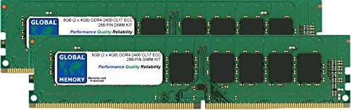 Global Memory 8GB (2X 4GB) DDR4 2400MHz PC4-19200 288pin ECC DIMM (UDIMM) Arbeitsspeicher RAM Kit für Server/Workstations/Motherboards von GLOBAL MEMORY