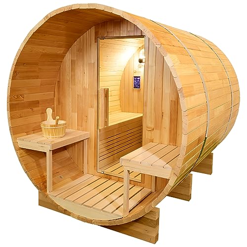 GLOBAL RELAX® I DHARANI S6 Outdoor Sauna Steinofen für 6 Personen | Hautpflege, Immunsystemstärkung, Entgiftung | Muskelentspannung, Stressabbau | Radio/USB/Bluetooth von GLOBAL RELAX