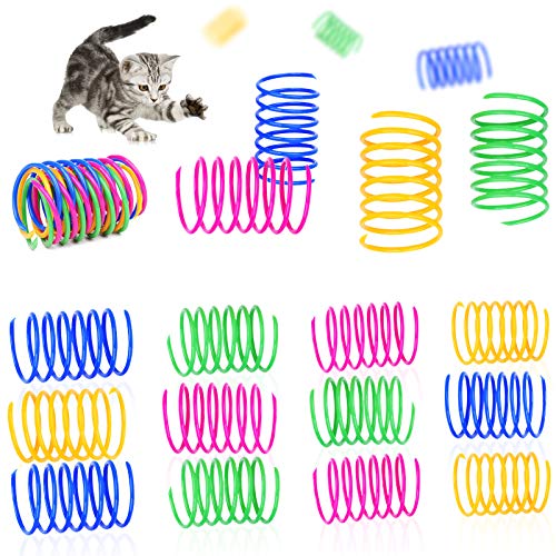 GLOBALDREAM ASFINS Katzenfeder, 36 Stück Cat Spring Spielzeug Bunte Spirale Katzen Spielzeug Kunststoff Spiralfedern für Katze Kätzchen Haustiere Neuheit Geschenk von GLOBALDREAM