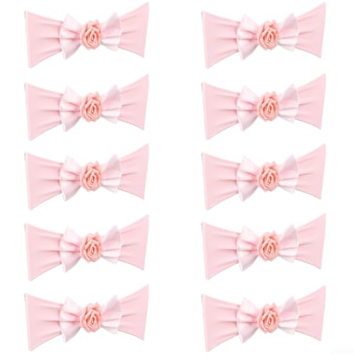 10 Stück elastische Stuhlschärpen für Hochzeitsfeier und Event-Dekoration, dehnbare Schleifen-Abdeckungen für den Innen- und Außenbereich (hellrot) von GLOBALHUT