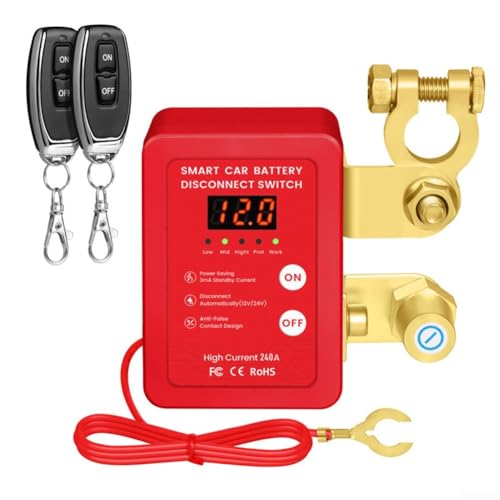 12 V Batterie-Trennschalter mit automatischer Trennung bei 11,8 V, 240 A Strom, magnetisches Steuerungsdesign, kompatibel mit Autos, Booten, LKWs (Digitalanzeige) von GLOBALHUT
