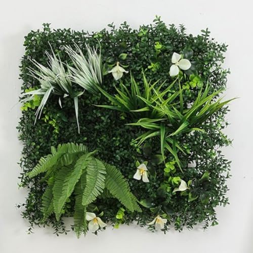 2 Stück künstliche Pflanzen-Wandpaneele, farbige Pflanzen-Wandpaneele, grüne Grasmatte für drinnen und draußen, Gartendekoration, Sichtschutz Hecke, 50 x 50 cm (B) von GLOBALHUT
