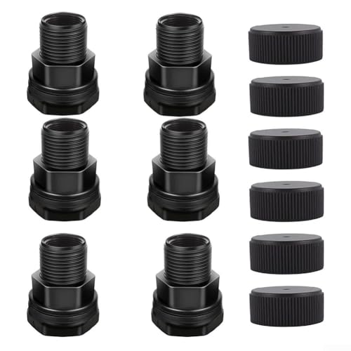 6 Packungen Schottverschraubungs-Set mit Schlauchgewinde 3/4 Zoll Außengewinde GHT x 1/2 Zoll NPT für Regentonnen, Wassertanks und Aquarien von GLOBALHUT