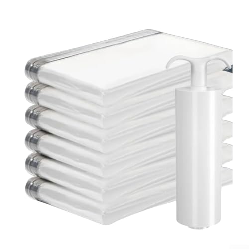 6 transparente Vakuum-Kompressions-Aufbewahrungsbeutel, Reißverschluss-Aufbewahrungstaschen, wiederverwendbar, luftdichte Kompressionsbeutel (80 x 100 cm) von GLOBALHUT