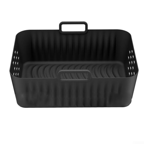 Air Fryer Silikon Backmatte Perforiertes Design, Für SL400UK SL401 Modelle Antihaft-Kochtablett Hitzebeständig (Rechteckig - Schwarz) von GLOBALHUT