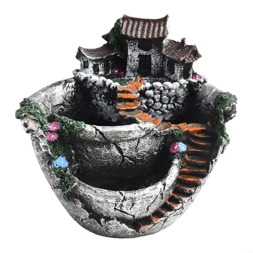 Aufwendiger Blumentopf für Sukkulenten-Arrangements, 5 x 17 x 16 cm, mit einem faszinierenden ästhetischen Design (Silber) von GLOBALHUT