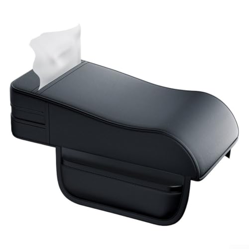 Auto Armlehne Box Booster Pad mit atmungsaktivem perforiertem Leder und Seitentaschen mit integriertem Taschentuchhalter für Autos von GLOBALHUT